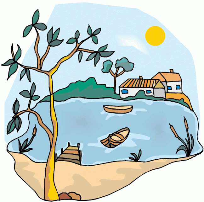 小渔村风景矢量图