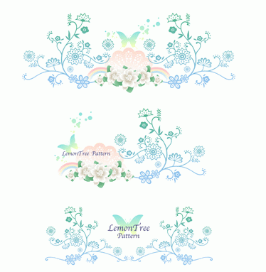 矢量图时尚蝴蝶花纹彩虹