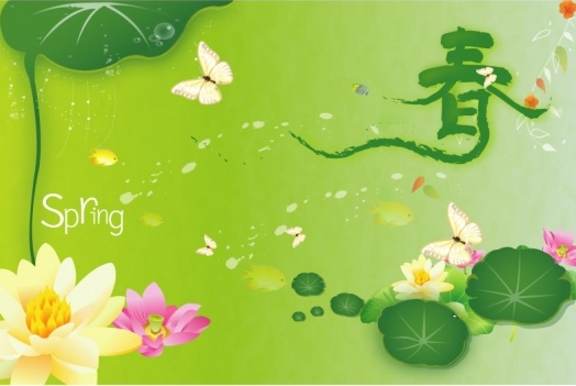 春之精美花纹矢量图AI