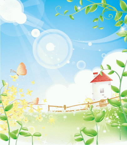 夏日藤蔓风景ai矢量图