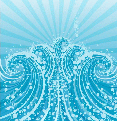蓝色梦幻波浪矢量素材