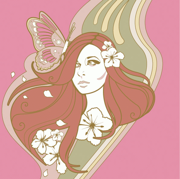 美女花纹潮流矢量图