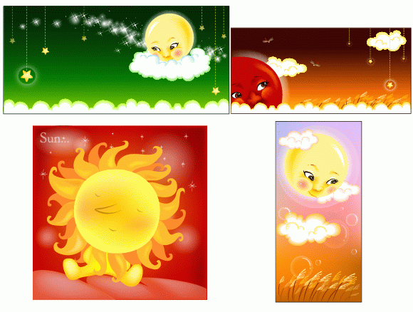 4款ai拟人太阳矢量图