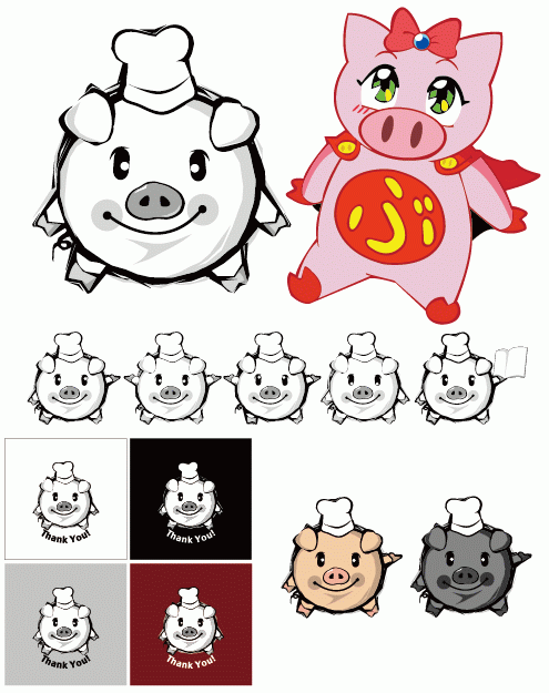 可爱小猪矢量图