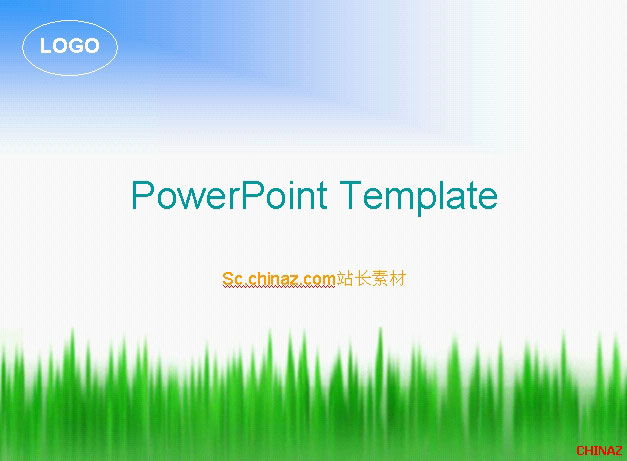 简洁绿色草丛PPT模板