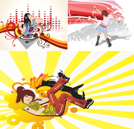 3款潮流女性插画矢量图下载