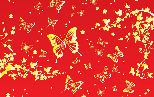 古典蝴蝶花纹矢量图下载