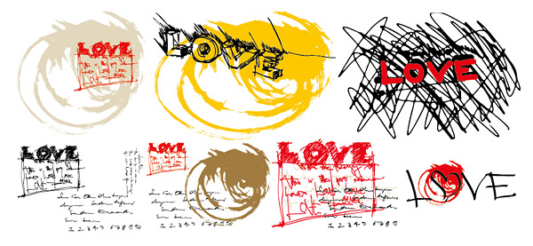 涂鸦风格love矢量图下载