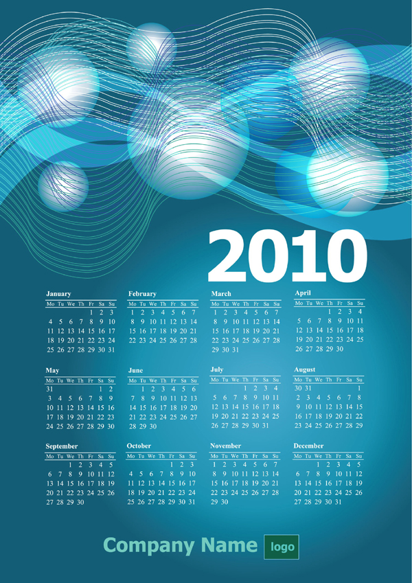 2010日历挂历矢量图下载