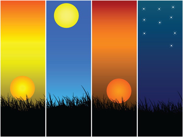 夕阳风景背景矢量图下载