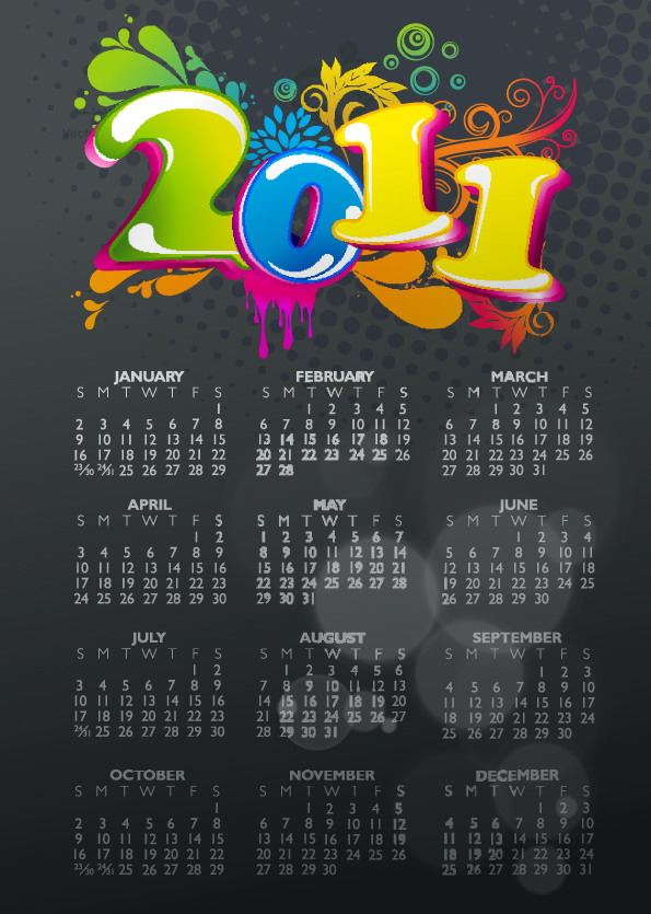 2011年日历模板矢量图下载