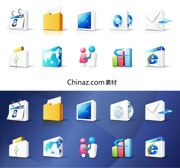 3D办公图标矢量图下载