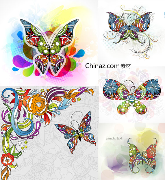 蝴蝶插画矢量图下载