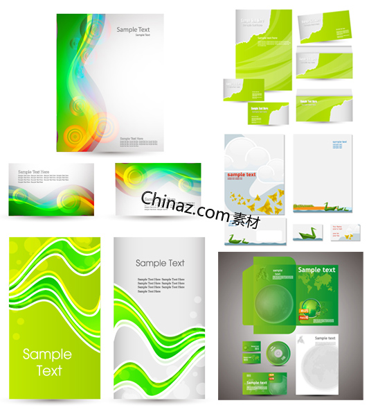 绿色企业VI设计风格矢量图