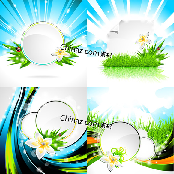 植物花卉文本框矢量图下载