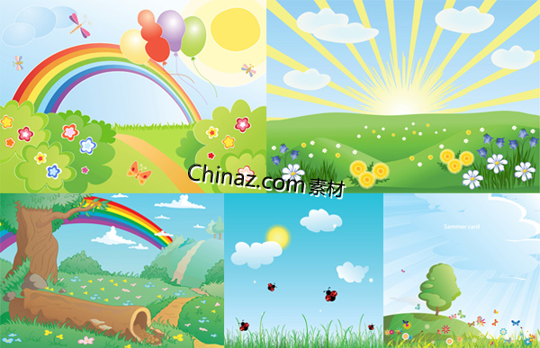 夏季卡通图案矢量图下载