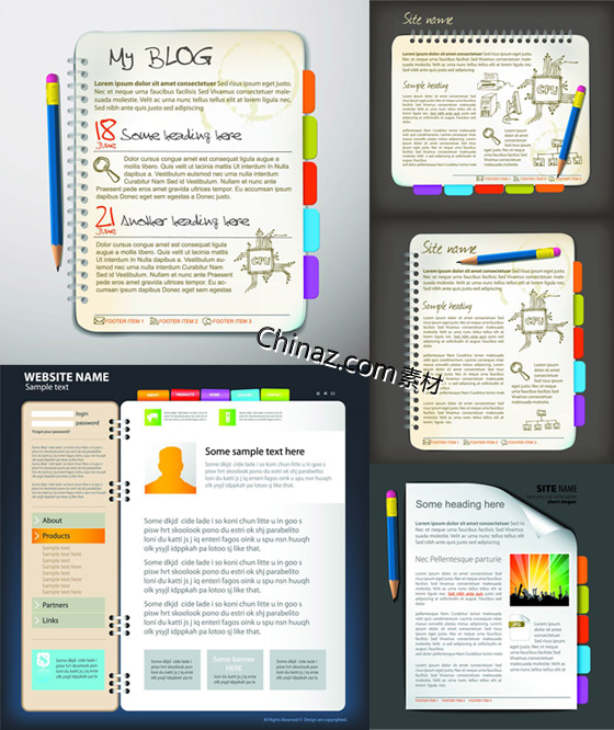 个性网站模板矢量图