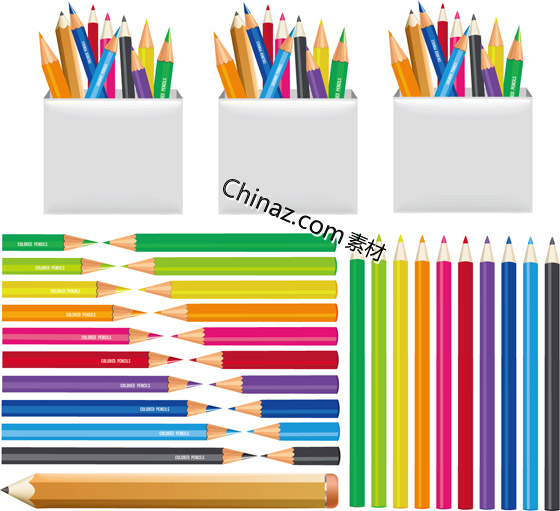 彩色铅笔矢量素材下载