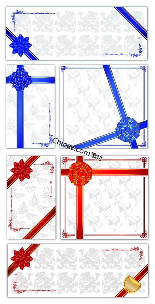 丝带花纹贺卡矢量素材