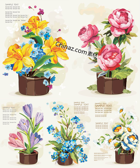 艺术插花绘画矢量图
