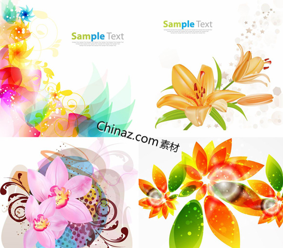 唯美花卉花纹矢量图
