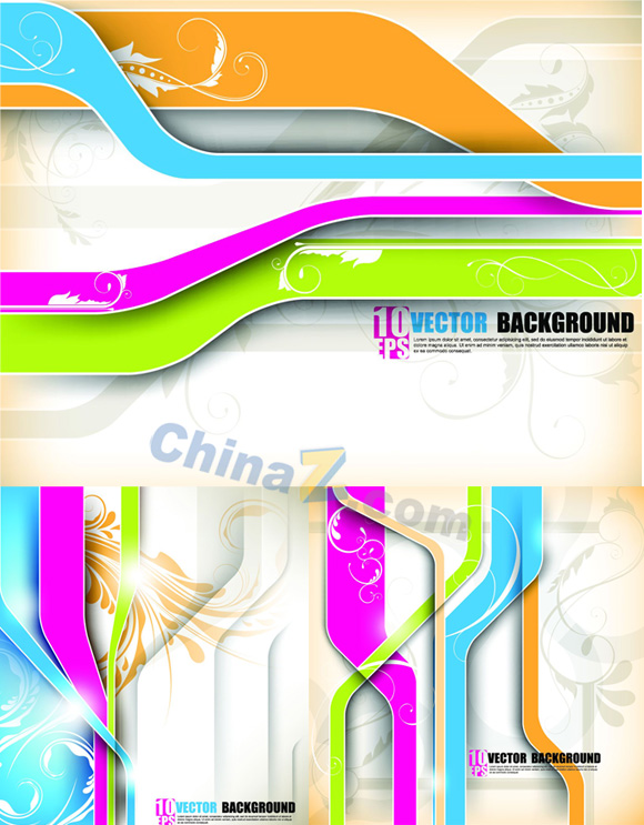 绚丽花纹造型矢量图