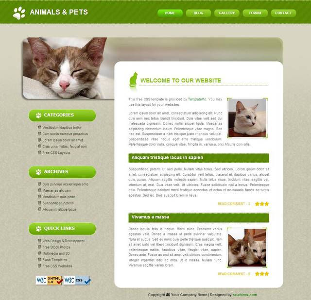 动物宠物网页模板下载