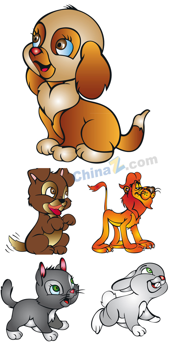 可爱卡通动物矢量图下载