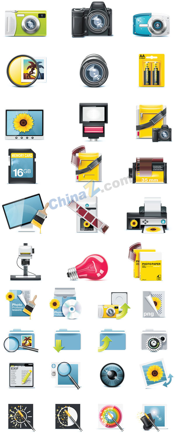 摄影器材相关用具矢量素材