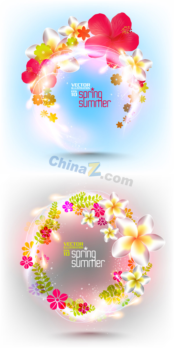 璀璨鲜花卡片矢量素材图