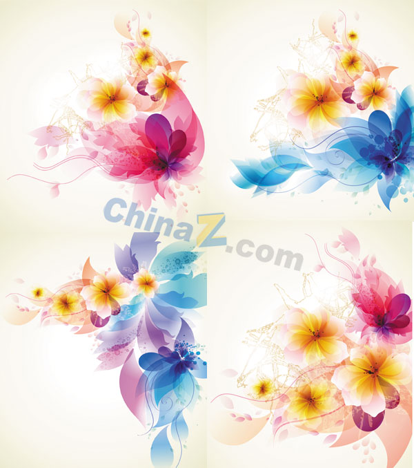 幻彩花卉背景矢量素材