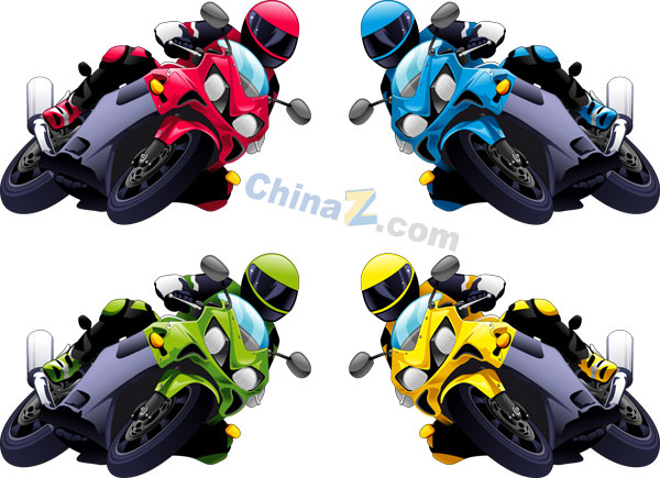 炫彩重型机车矢量素材