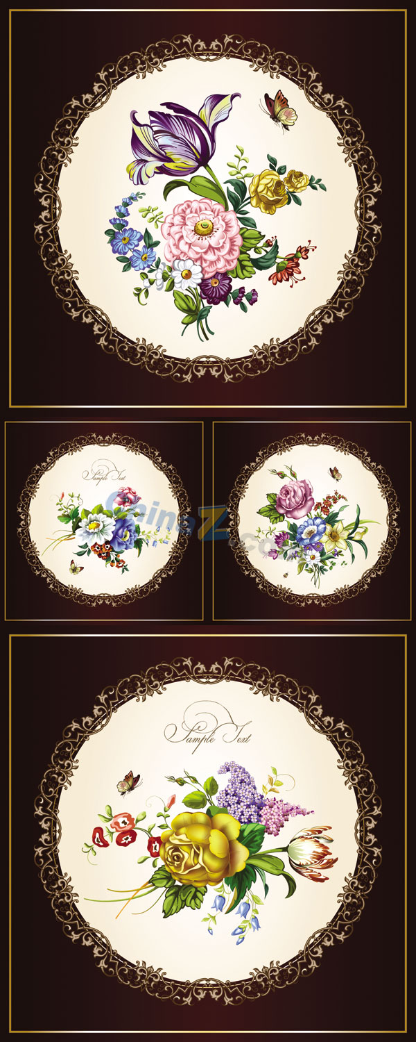 精美古典花卉矢量素材