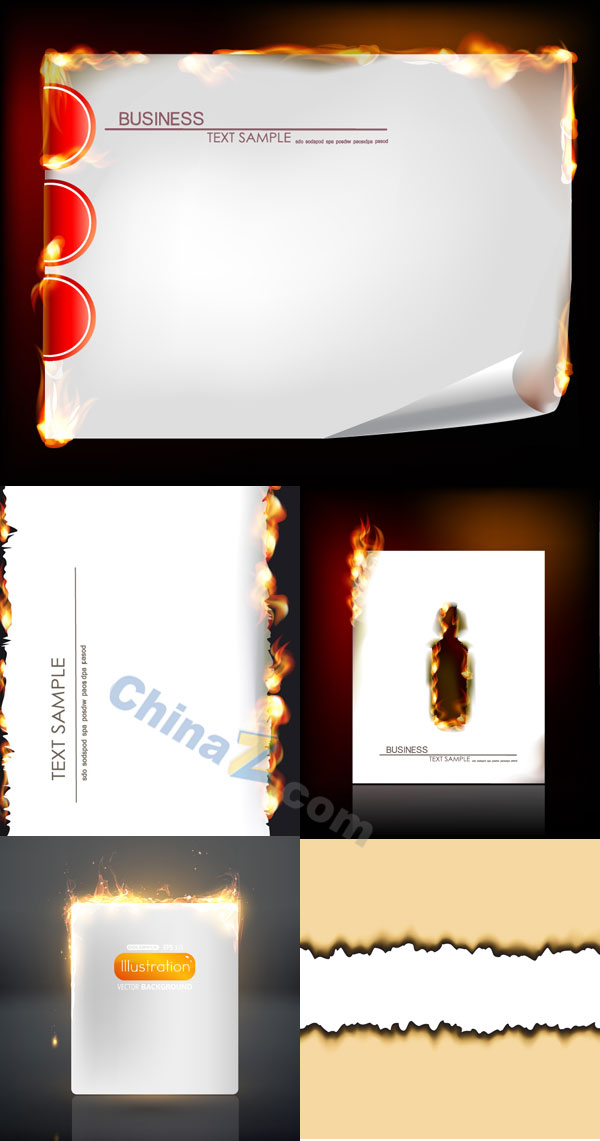 燃烧火焰纸张矢量素材