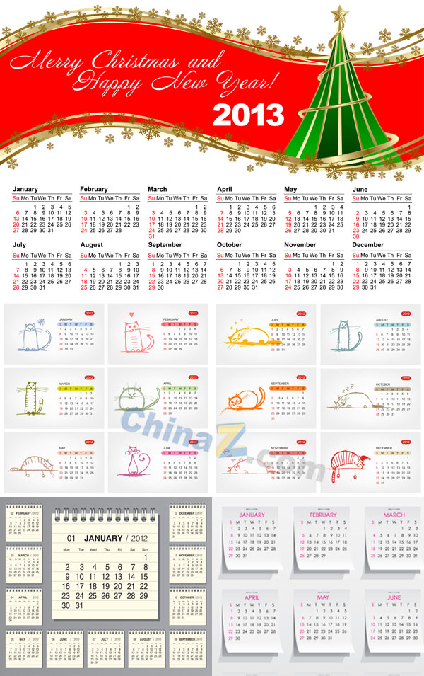 2013台历矢量图