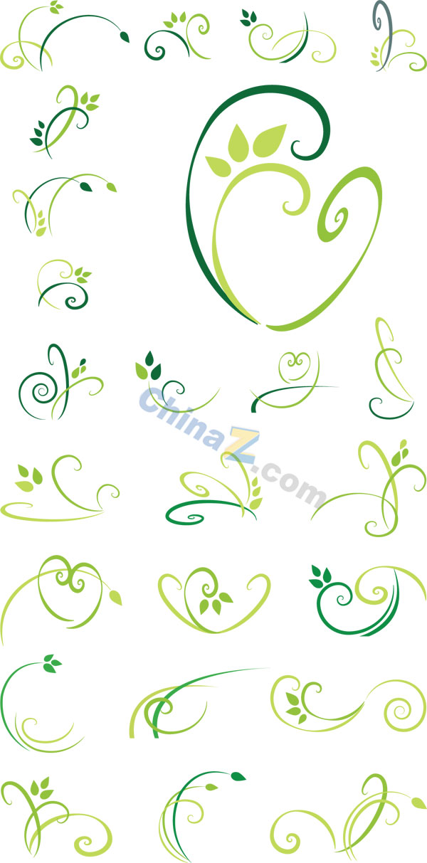 绿色植物花纹矢量素材