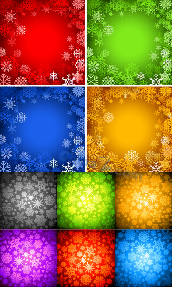 炫彩雪花背景矢量图