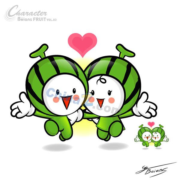 卡通西瓜玩偶矢量素材