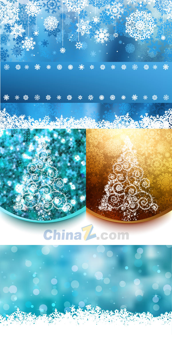 圣诞树雪花背景矢量图