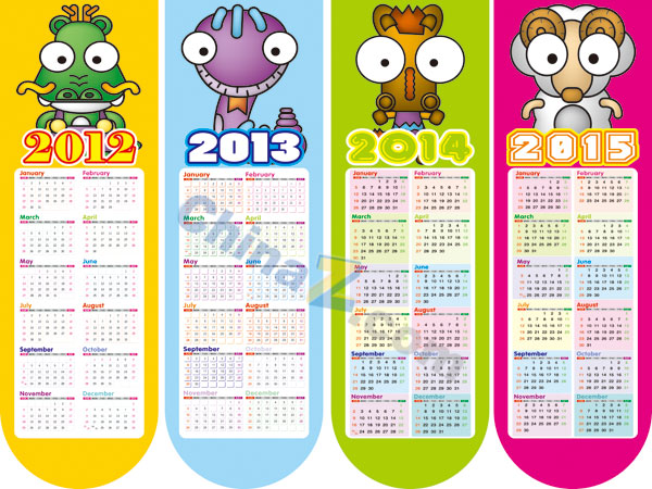 2013卡通日历模板矢量素材