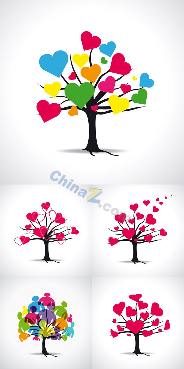 梦幻爱树心矢量创意