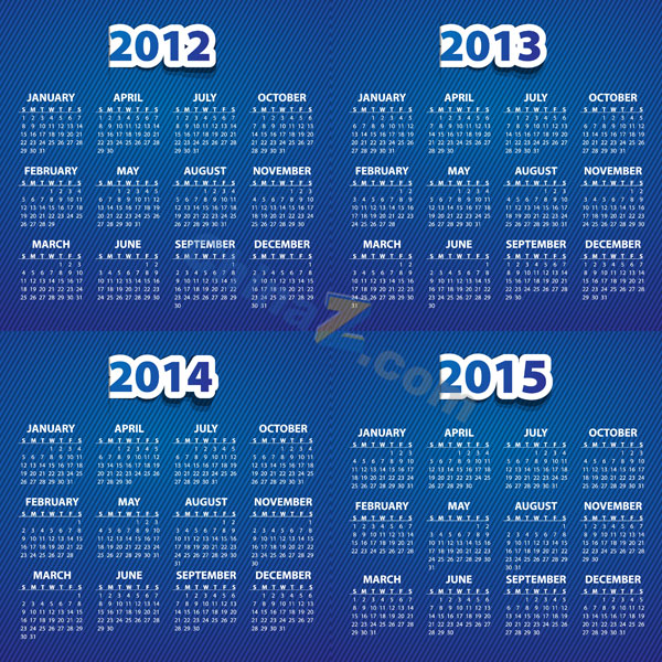 2012-15年日历模板矢量