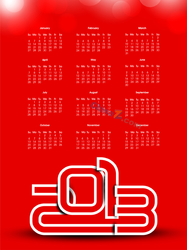 2013挂历模板矢量素材