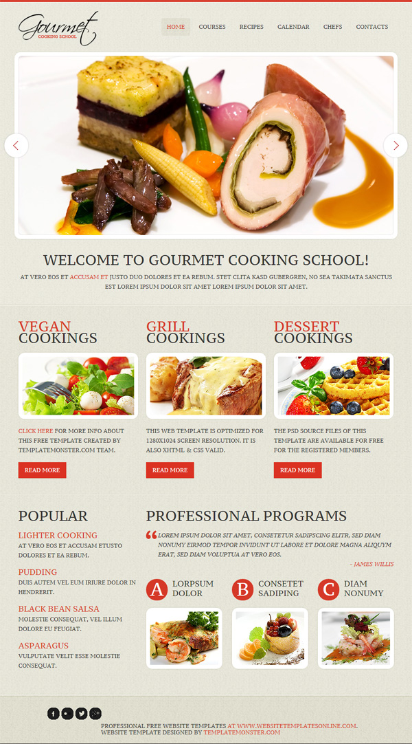 美食厨艺css网站模板