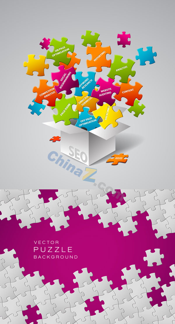 多彩拼图矢量背景素材