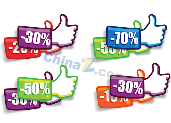 大拇指促销标签矢量素材