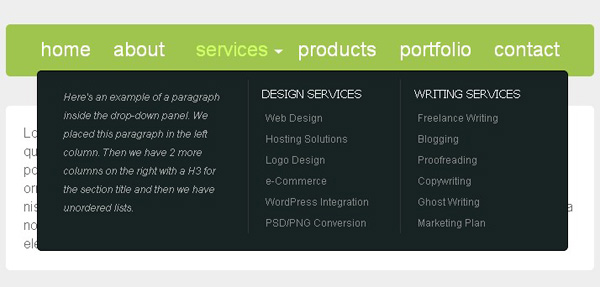 jquery+css3绿色下拉菜单