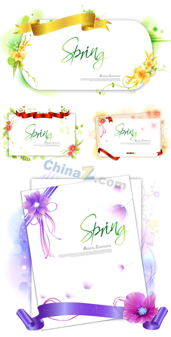 春季花卉卡片矢量设计