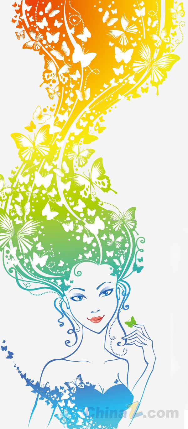 创意花纹美女矢量设计