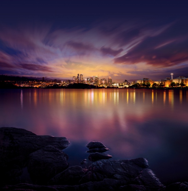 璀璨城市夜景PSD分层素材